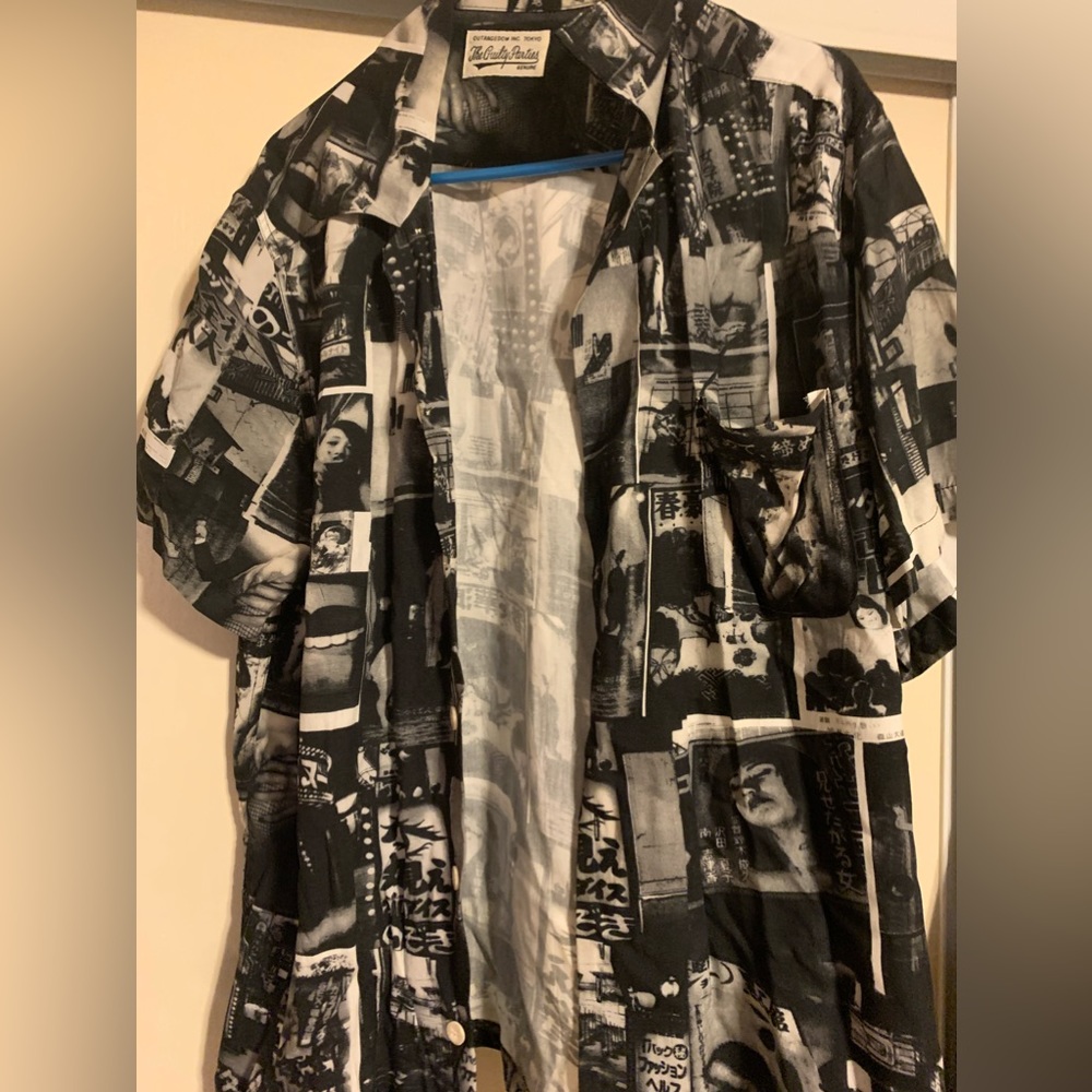 Guilty Parties red light district graphic button up